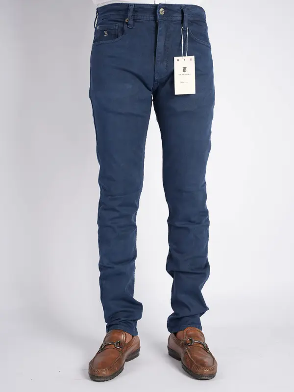 Pantalon en toile piqué de coton 5 poches Ref-BU4328PQ ( Bleu roi )
