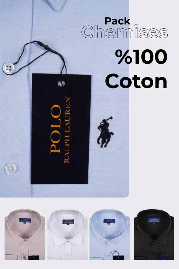 Pack Prestige – 4 Chemises Ralph Lauren Chambray ref-RL466